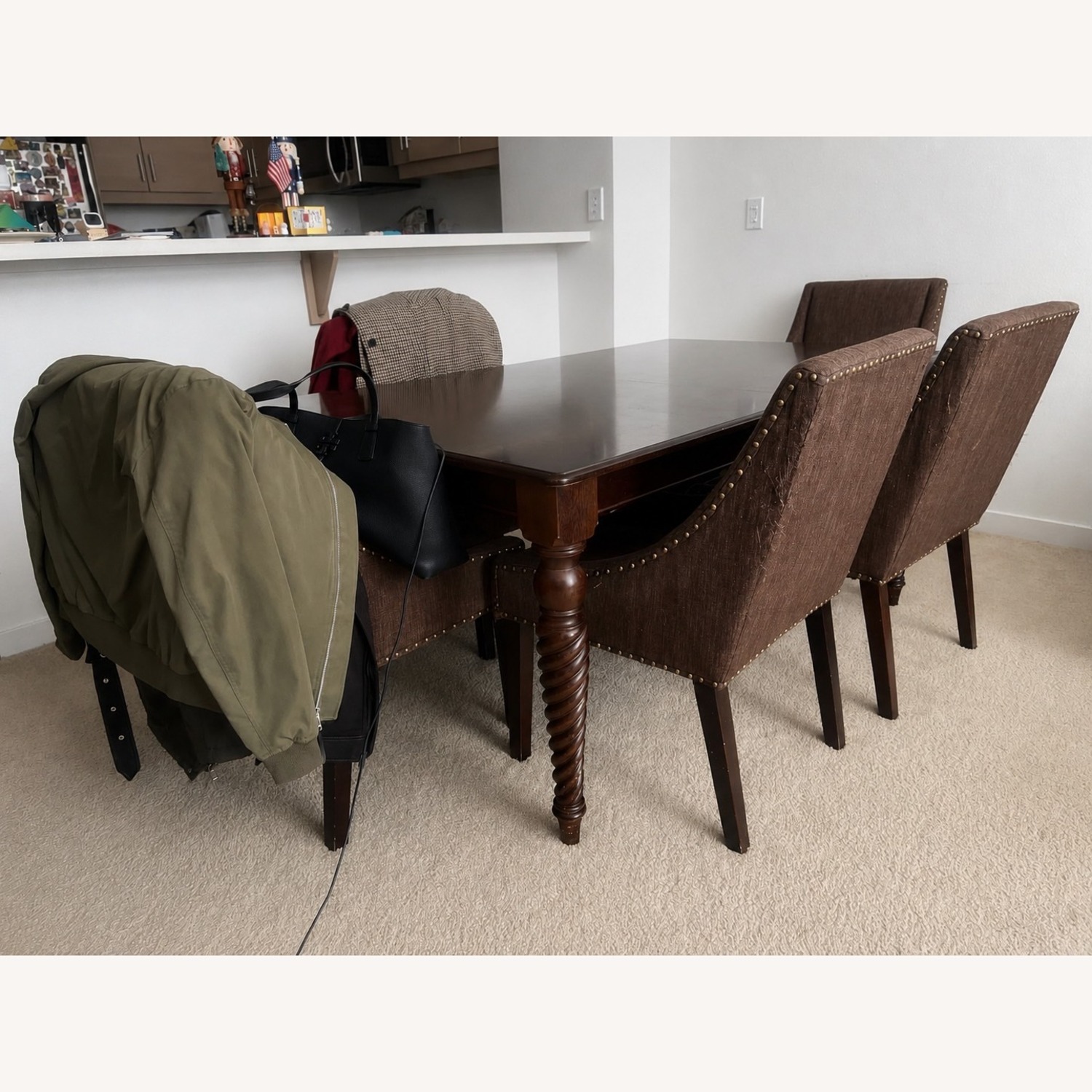 Extendable Solid Wood Dining Table Set - image-3