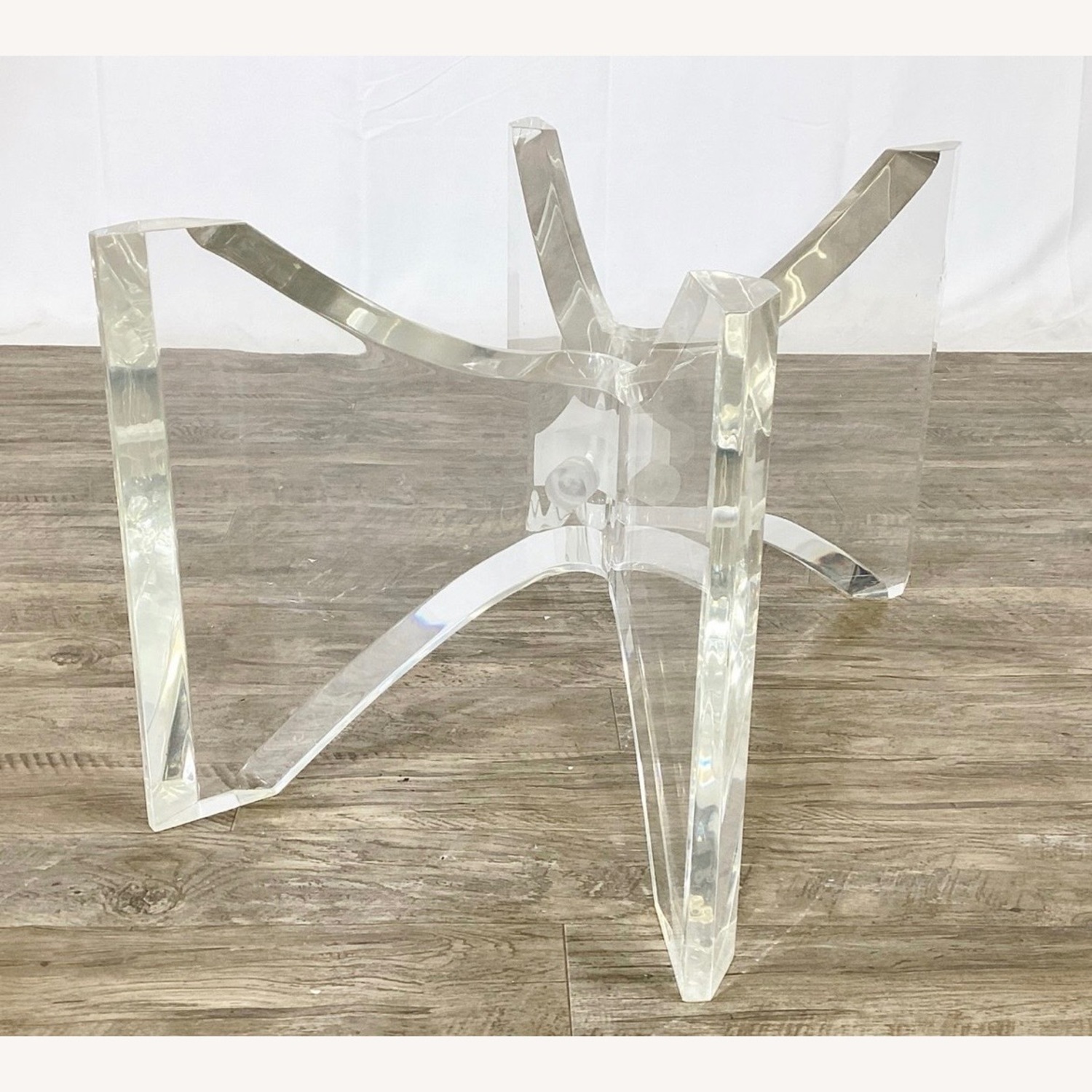 Etched Glass Coffee Table W Lucite Butterfly Base - image-4