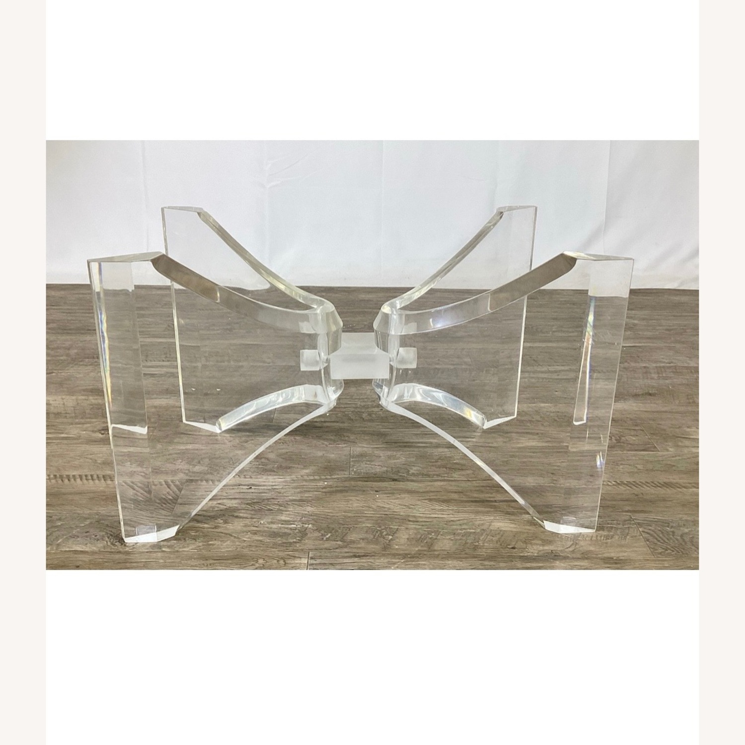 Etched Glass Coffee Table W Lucite Butterfly Base - image-3