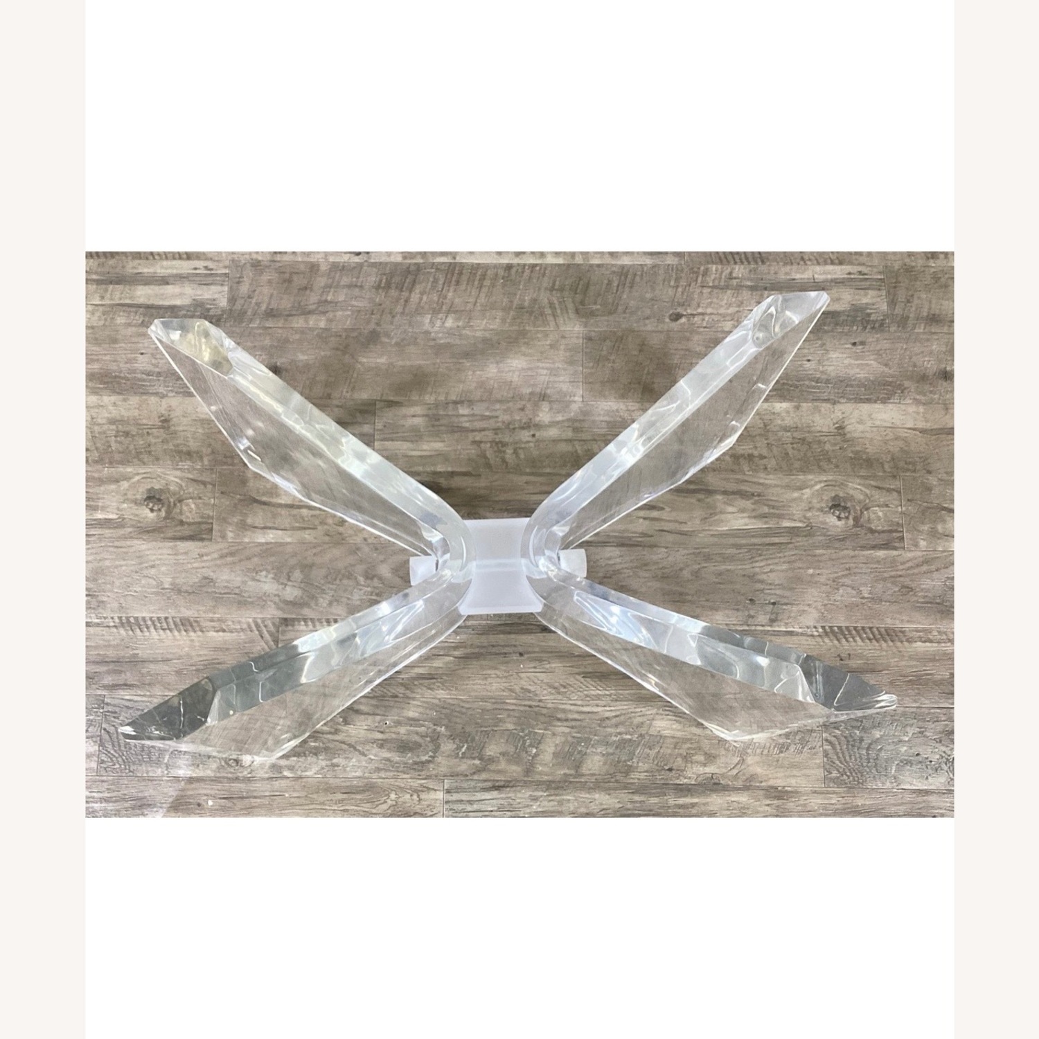 Etched Glass Coffee Table W Lucite Butterfly Base - image-5