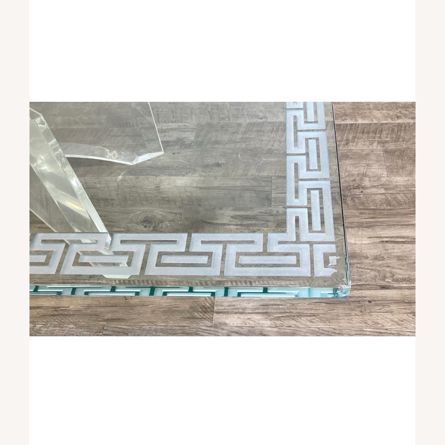 Etched Glass Coffee Table W Lucite Butterfly Base - image-6