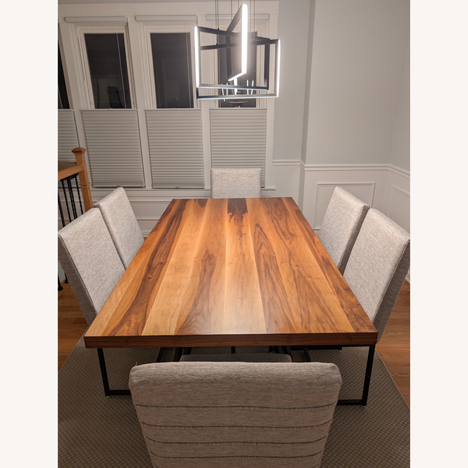 Dark Brown Wood Dining Set 6 Chairs - image-1