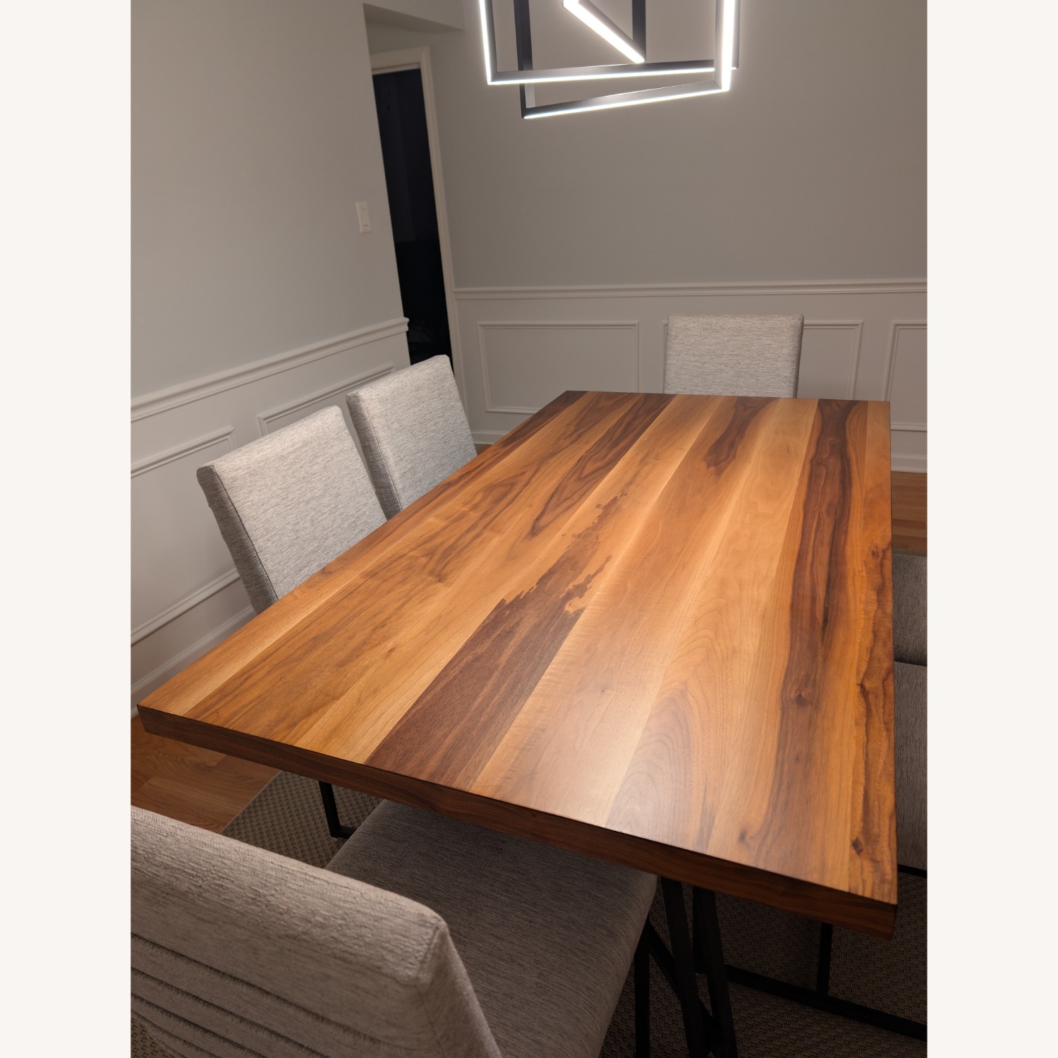 Dark Brown Wood Dining Set 6 Chairs - image-2