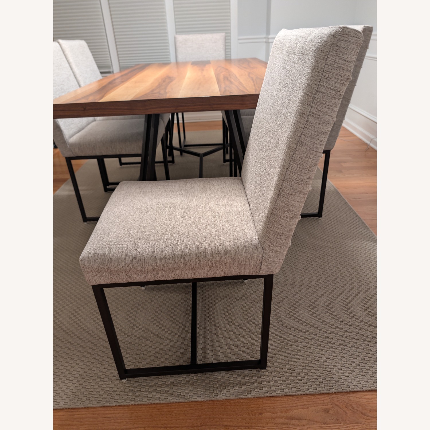 Dark Brown Wood Dining Set 6 Chairs - image-4