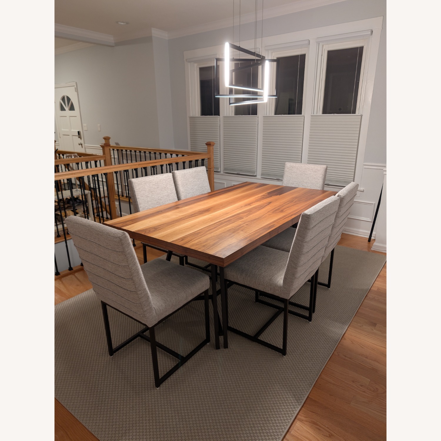 Dark Brown Wood Dining Set 6 Chairs - image-5