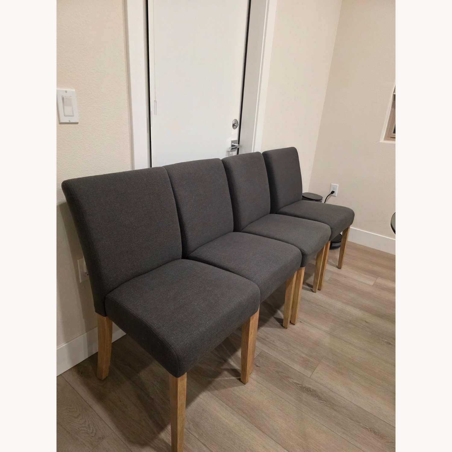 Crate & Barrel Dark Gray Wood Dining Chairs - image-4