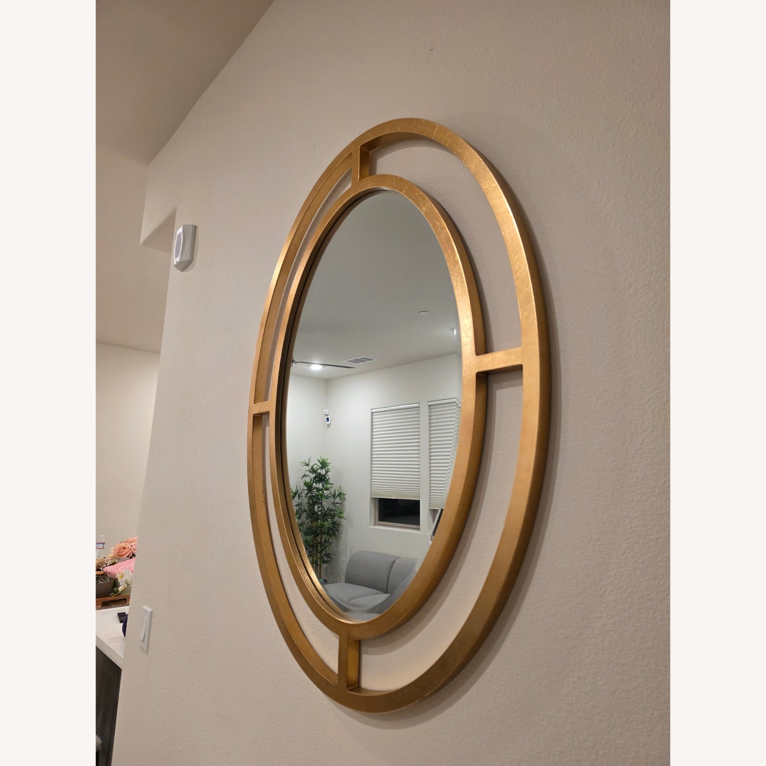 West Elm Gold Brass Wall Mirror - image-4