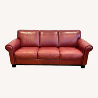 Red Leather 3+ Seater Sofa