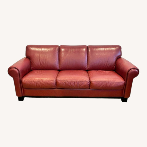Used Red Leather 3+ Seater Sofa for sale on AptDeco