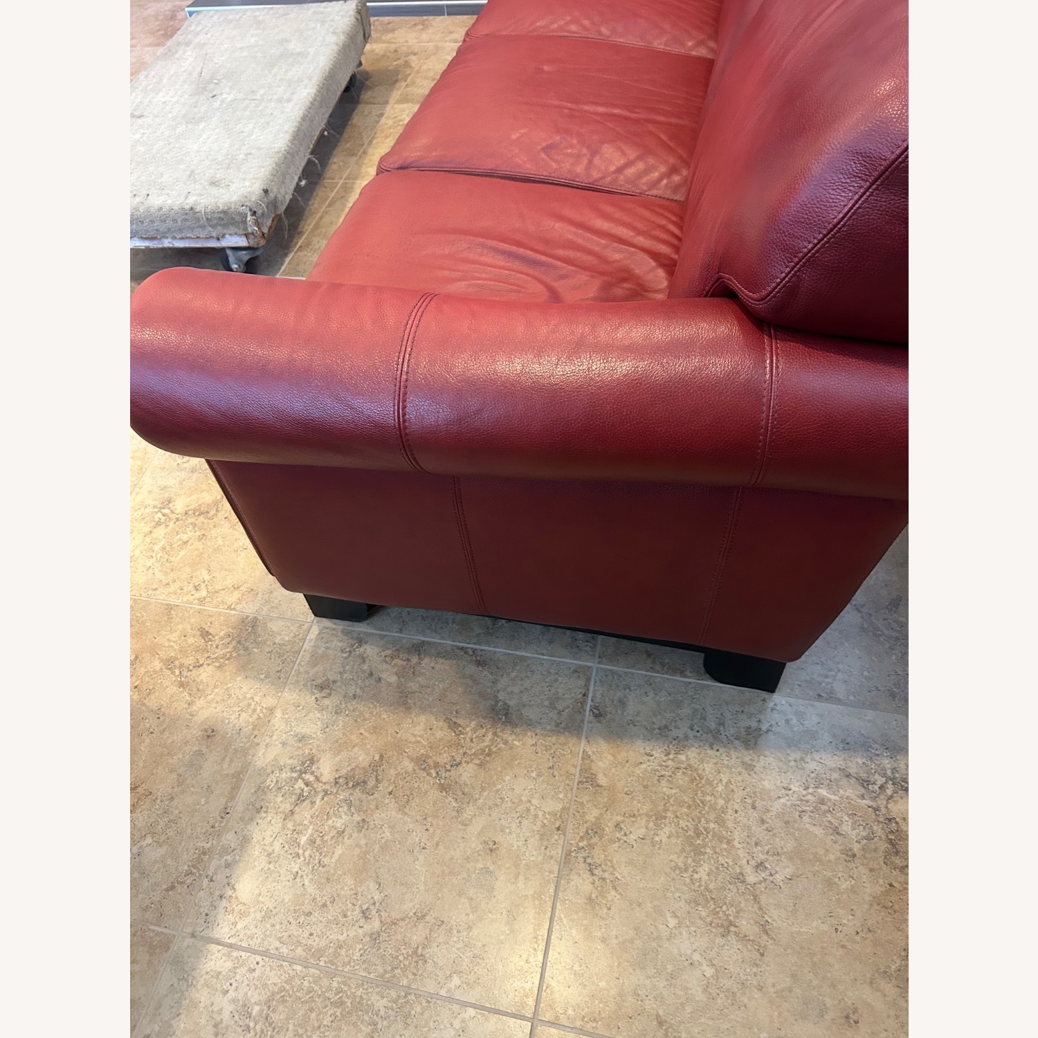 Red Leather 3+ Seater Sofa - image-6