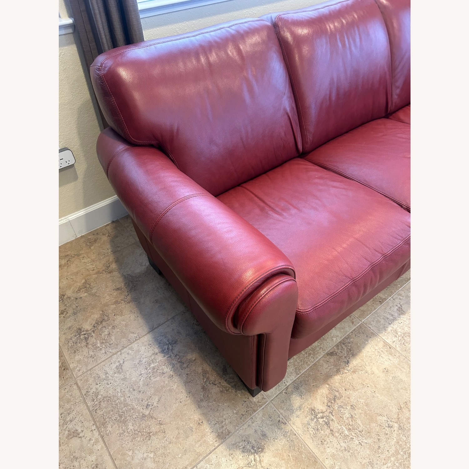 Red Leather 3+ Seater Sofa - image-3