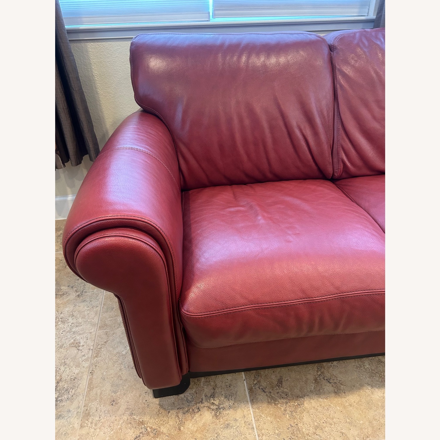 Red Leather 3+ Seater Sofa - image-4