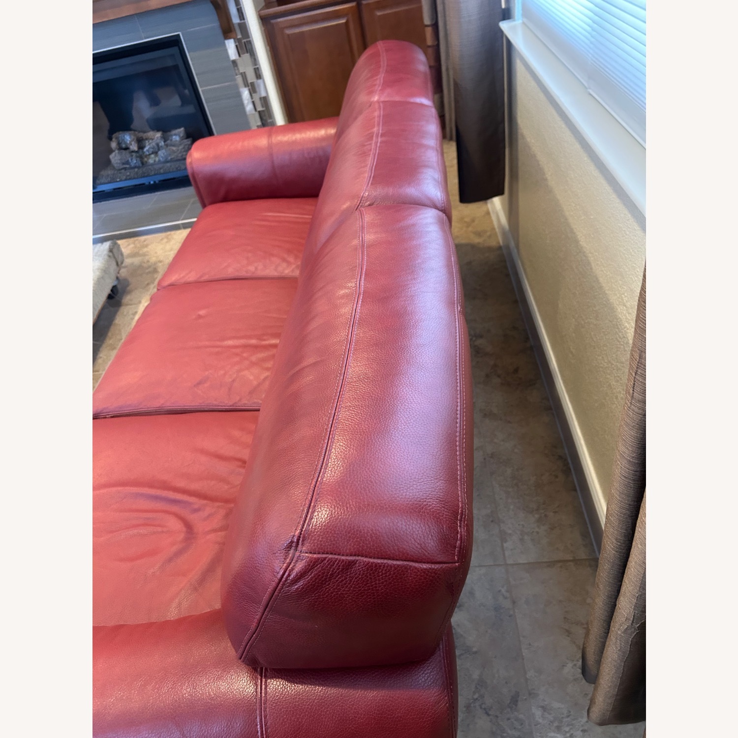 Red Leather 3+ Seater Sofa - image-7