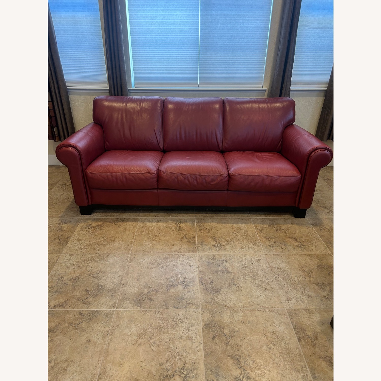 Red Leather 3+ Seater Sofa - image-10