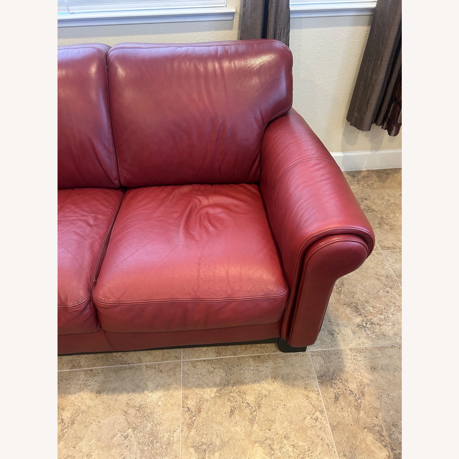 Red Leather 3+ Seater Sofa - image-8