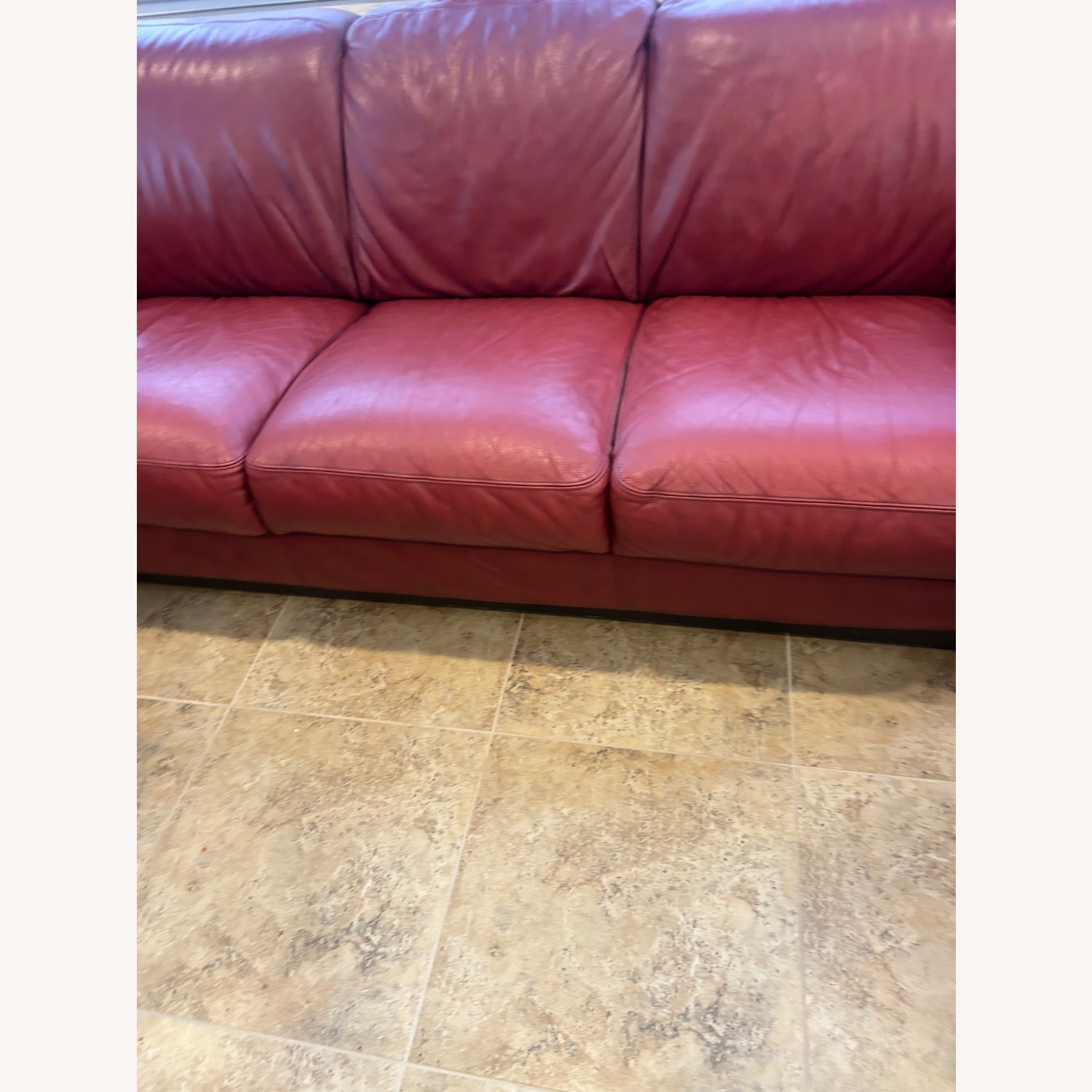 Red Leather 3+ Seater Sofa - image-5