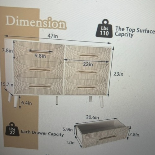 Used 6 Drawer Wood Pattern Dresser  for sale on AptDeco