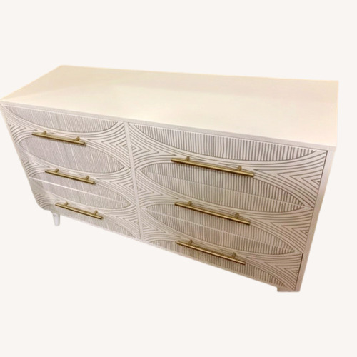 Used 6 Drawer Wood Pattern Dresser  for sale on AptDeco