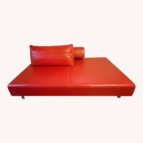 Used Red Leather 2 Seater Sofa for sale on AptDeco