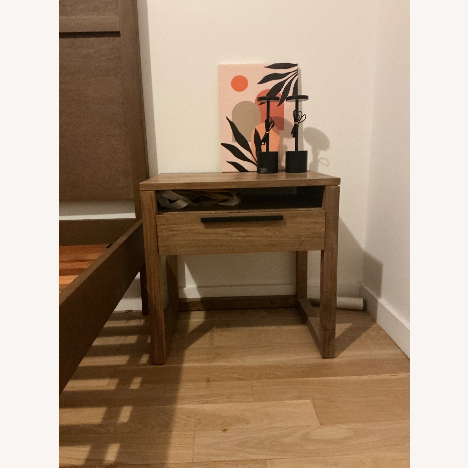Crate & Barrel Linea 23" Natural Teak Wood Nightstand - image-2