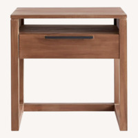 Crate & Barrel Linea 23" Natural Teak Wood Nightstand