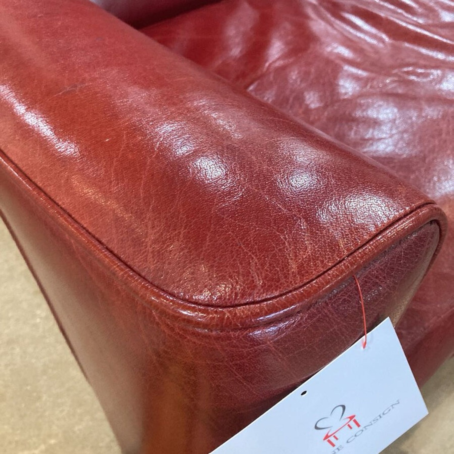 Crate & Barrel Sienna Leather Sofa Red - image-6