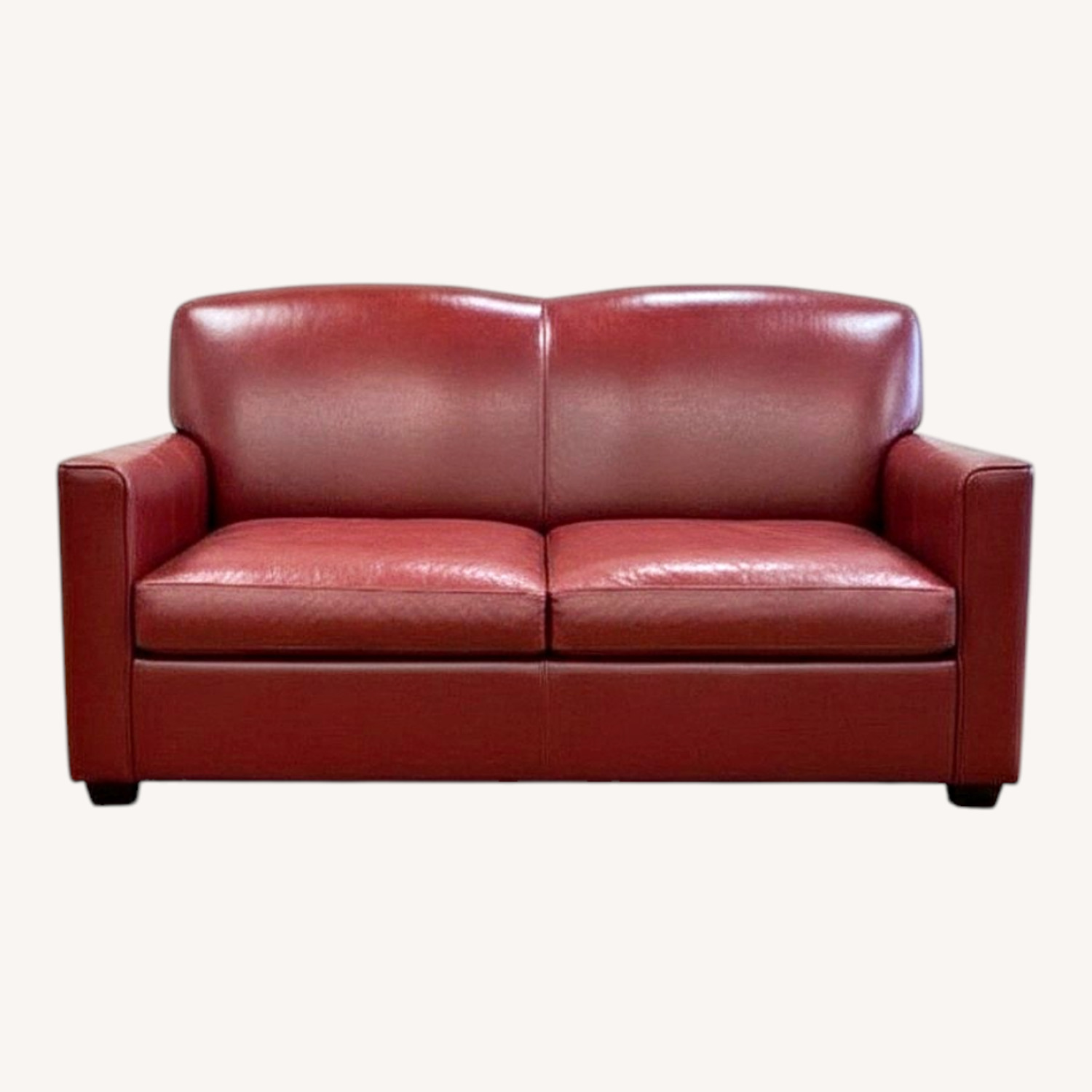 Crate & Barrel Sienna Leather Sofa Red - image-0