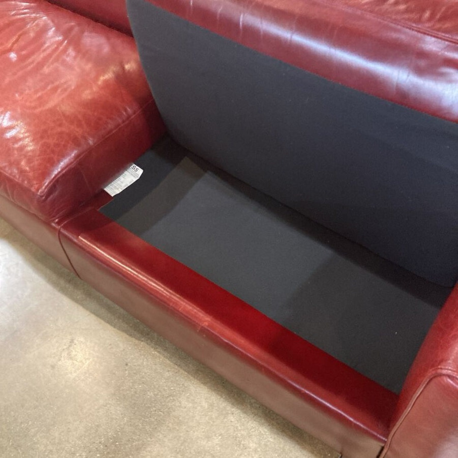 Crate & Barrel Sienna Leather Sofa Red - image-9