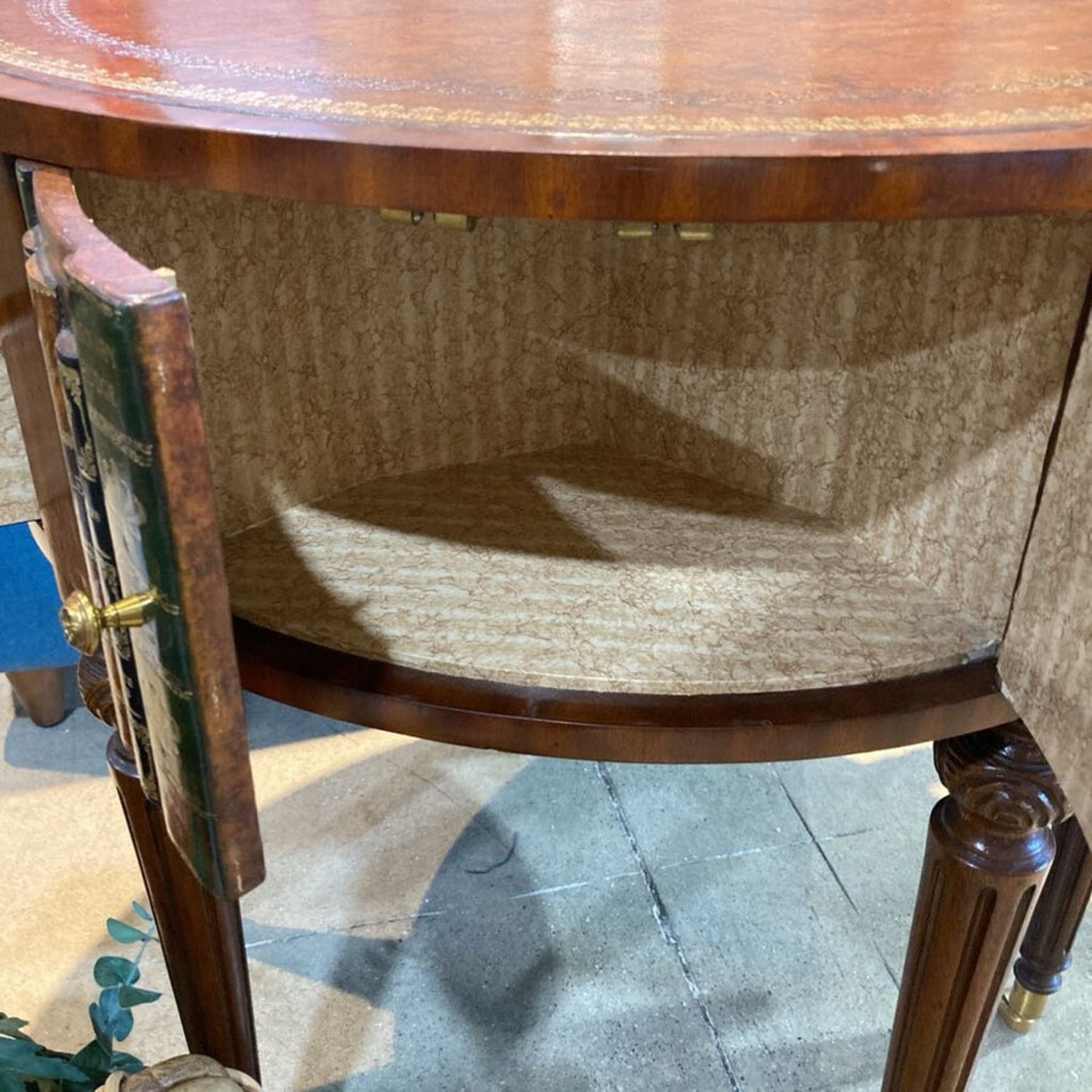 Book Themed Trom Leather Center Drum Side Table - image-7