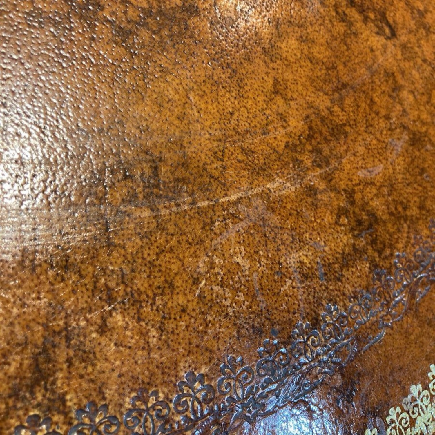 Book Themed Trom Leather Center Drum Side Table - image-5