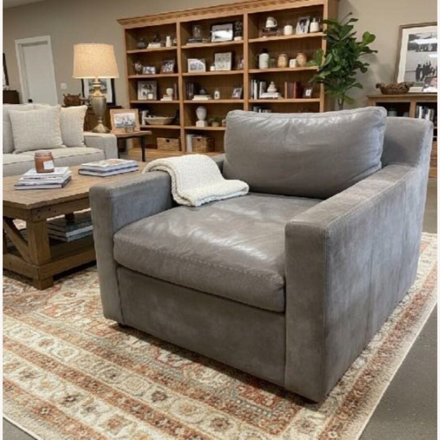 Restoration Hardware Leather Belgian Track Chair - image-1