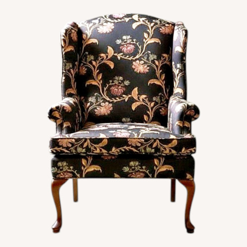 Used Fine Custom Floral Pattern Wingback Chair for sale on AptDeco