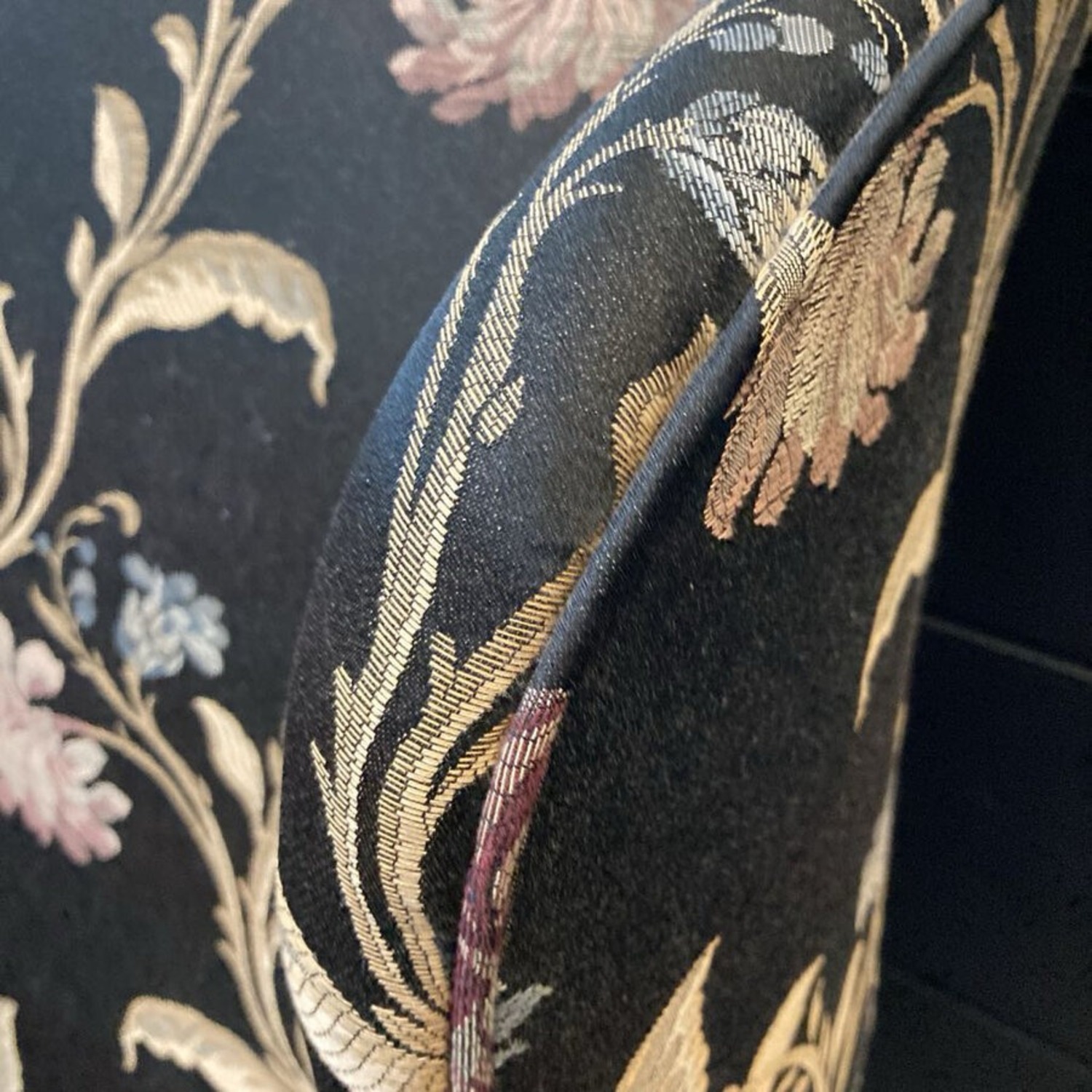 Fine Custom Floral Pattern Wingback Chair - image-8