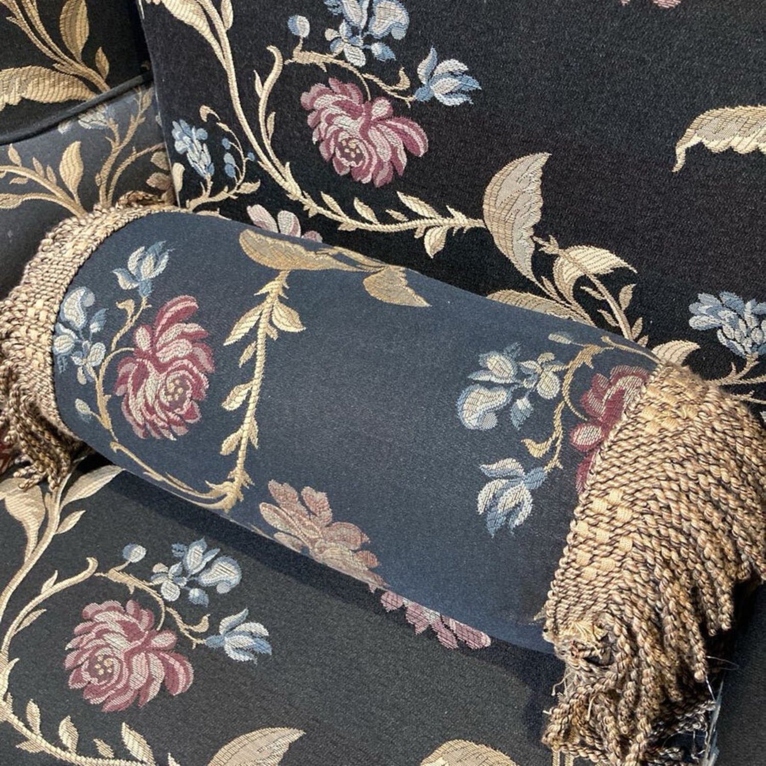 Fine Custom Floral Pattern Wingback Chair - image-9