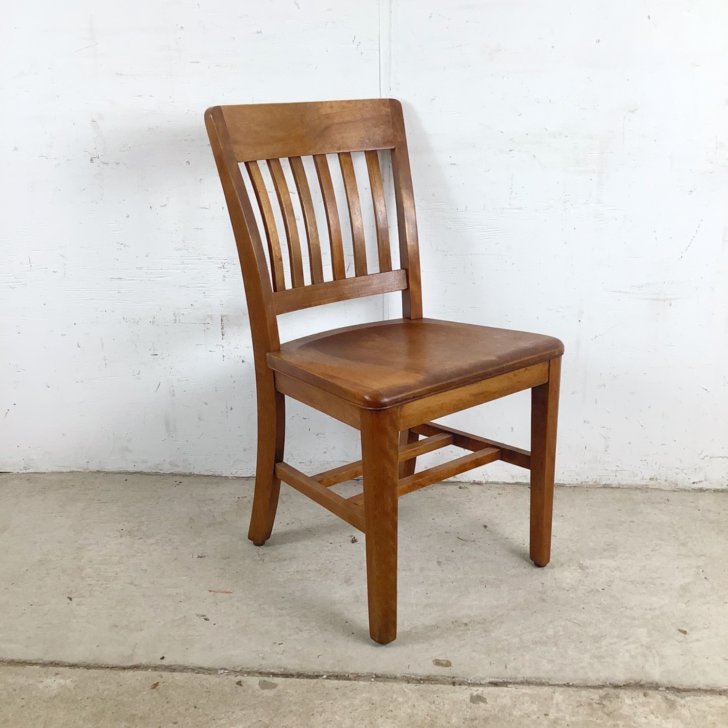 Vintage Schoolhouse Chair Solid Wood Slat Back - image-3