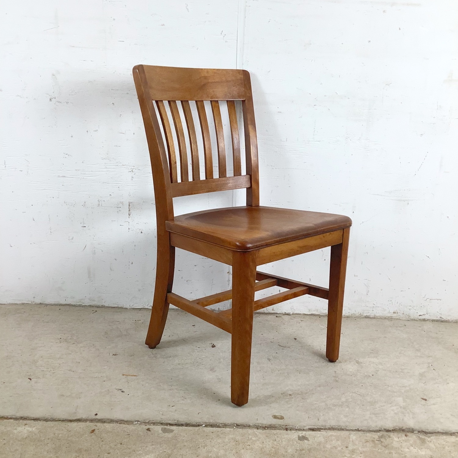 Vintage Schoolhouse Chair Solid Wood Slat Back - image-1