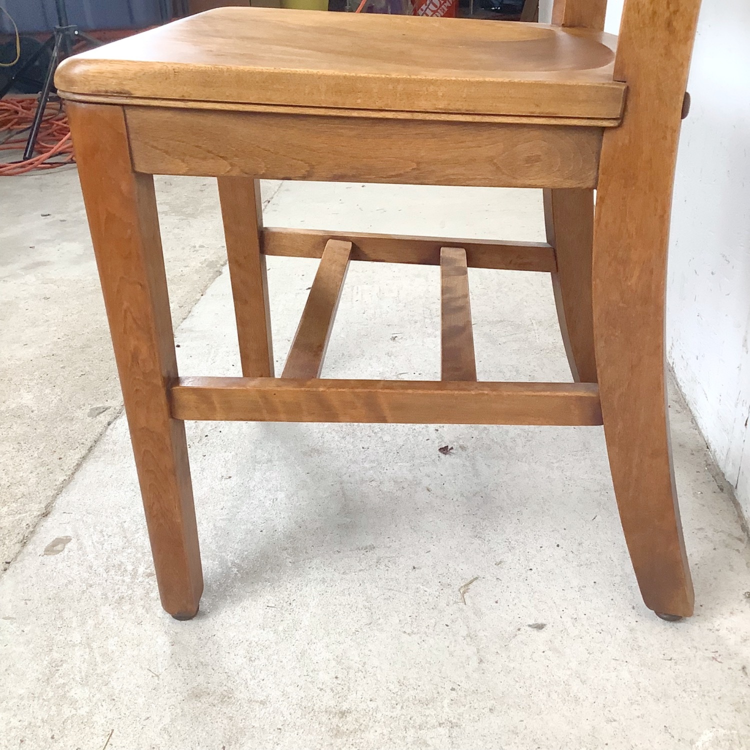 Vintage Schoolhouse Chair Solid Wood Slat Back - image-6
