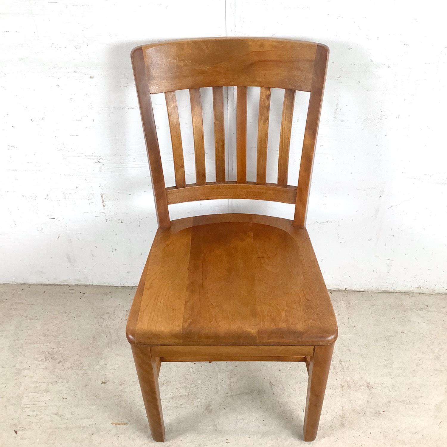 Vintage Schoolhouse Chair Solid Wood Slat Back - image-2