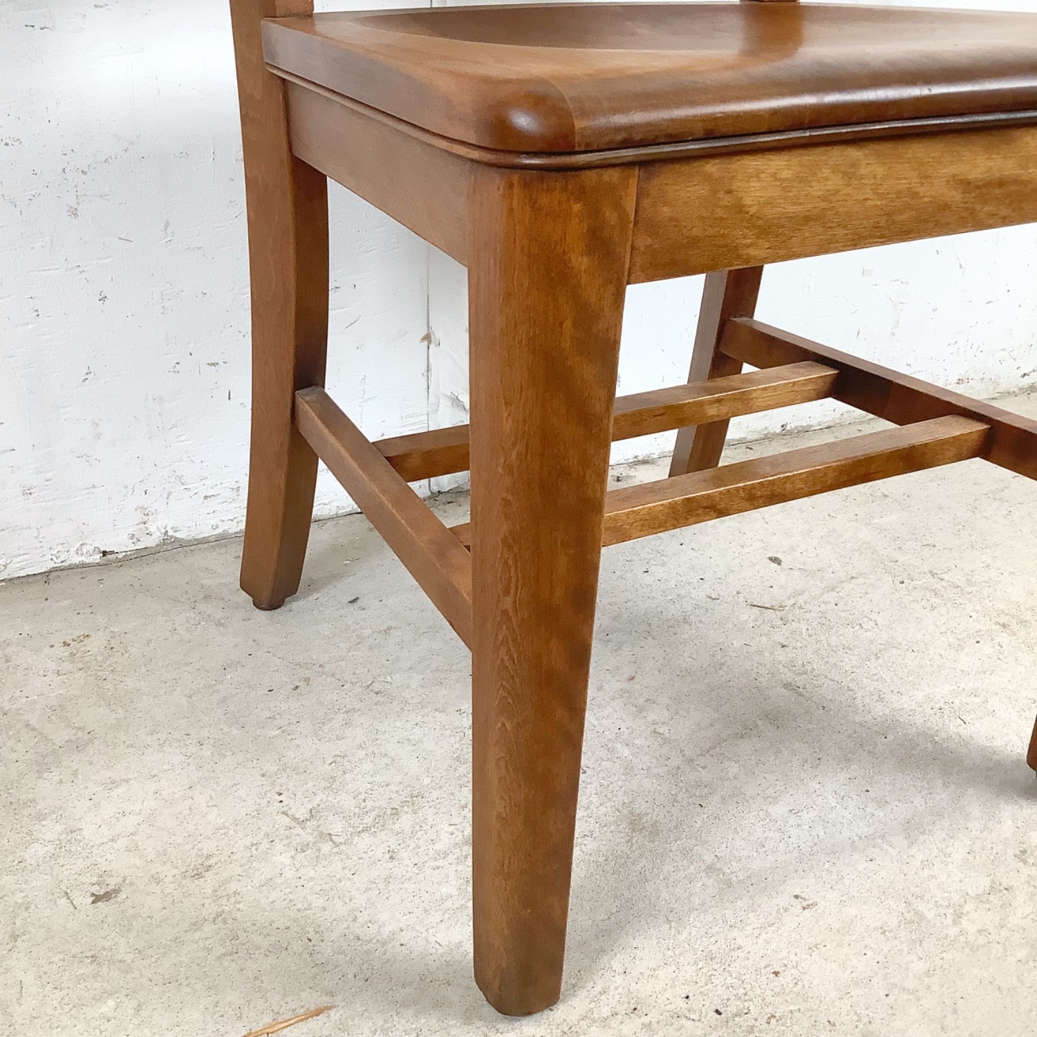 Vintage Schoolhouse Chair Solid Wood Slat Back - image-8