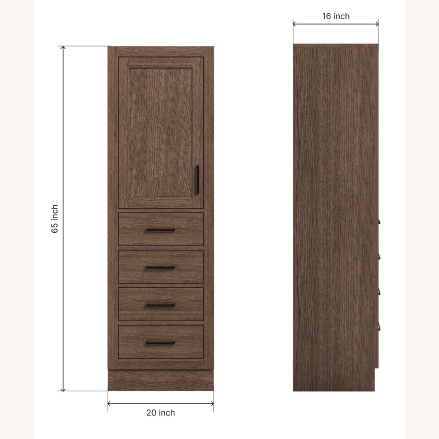 Modern Dark Brown Freestanding Wood Linen Cabinet - image-3