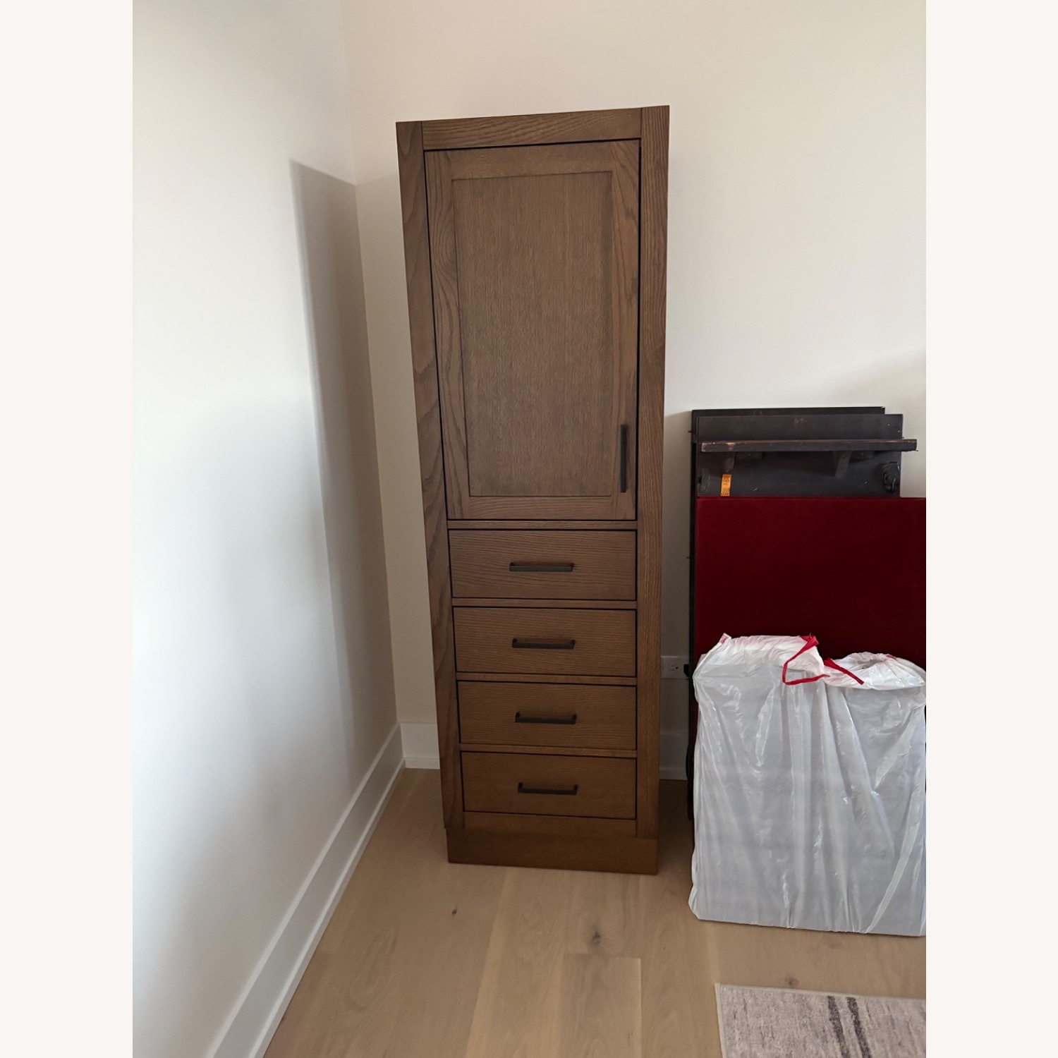 Modern Dark Brown Freestanding Wood Linen Cabinet - image-1