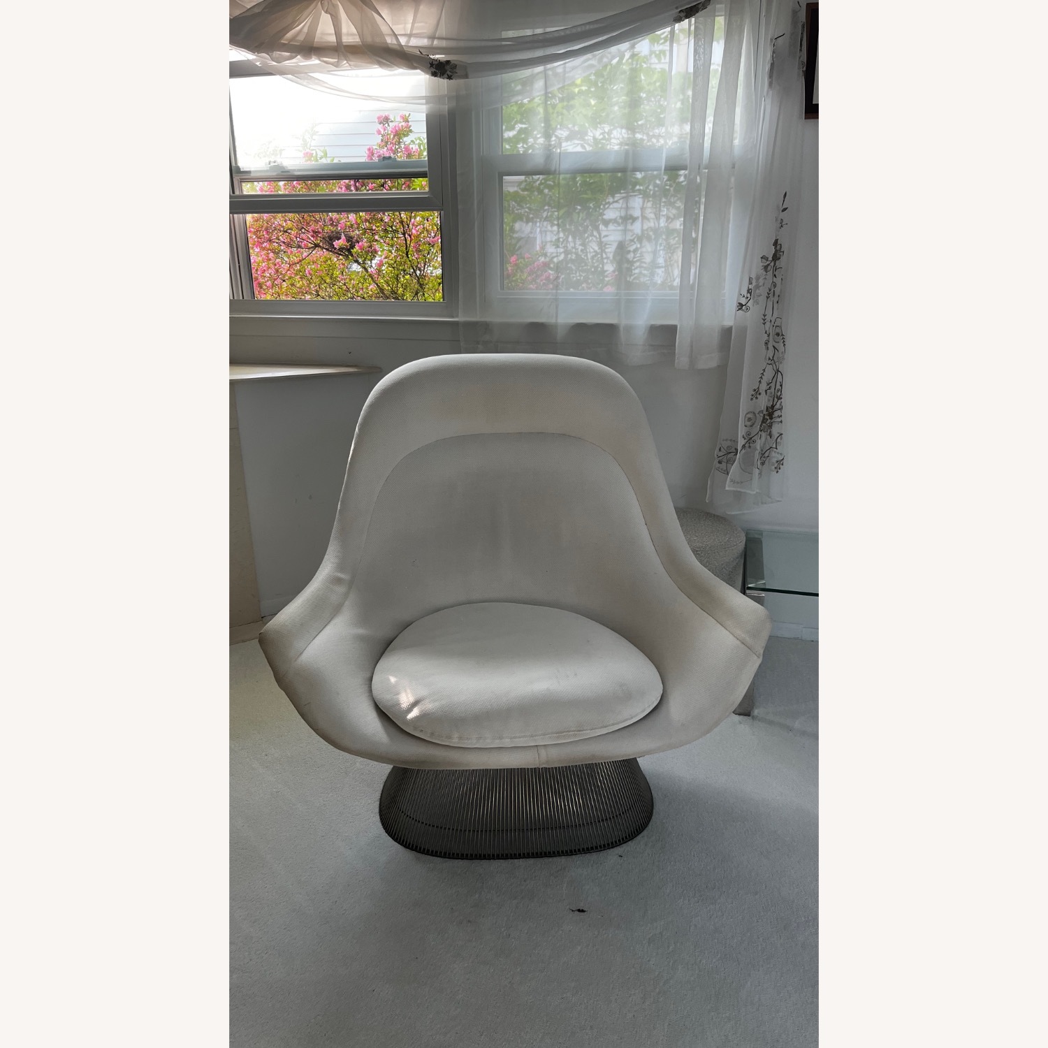 Warren Platner White Fabric Accent Chair - image-1