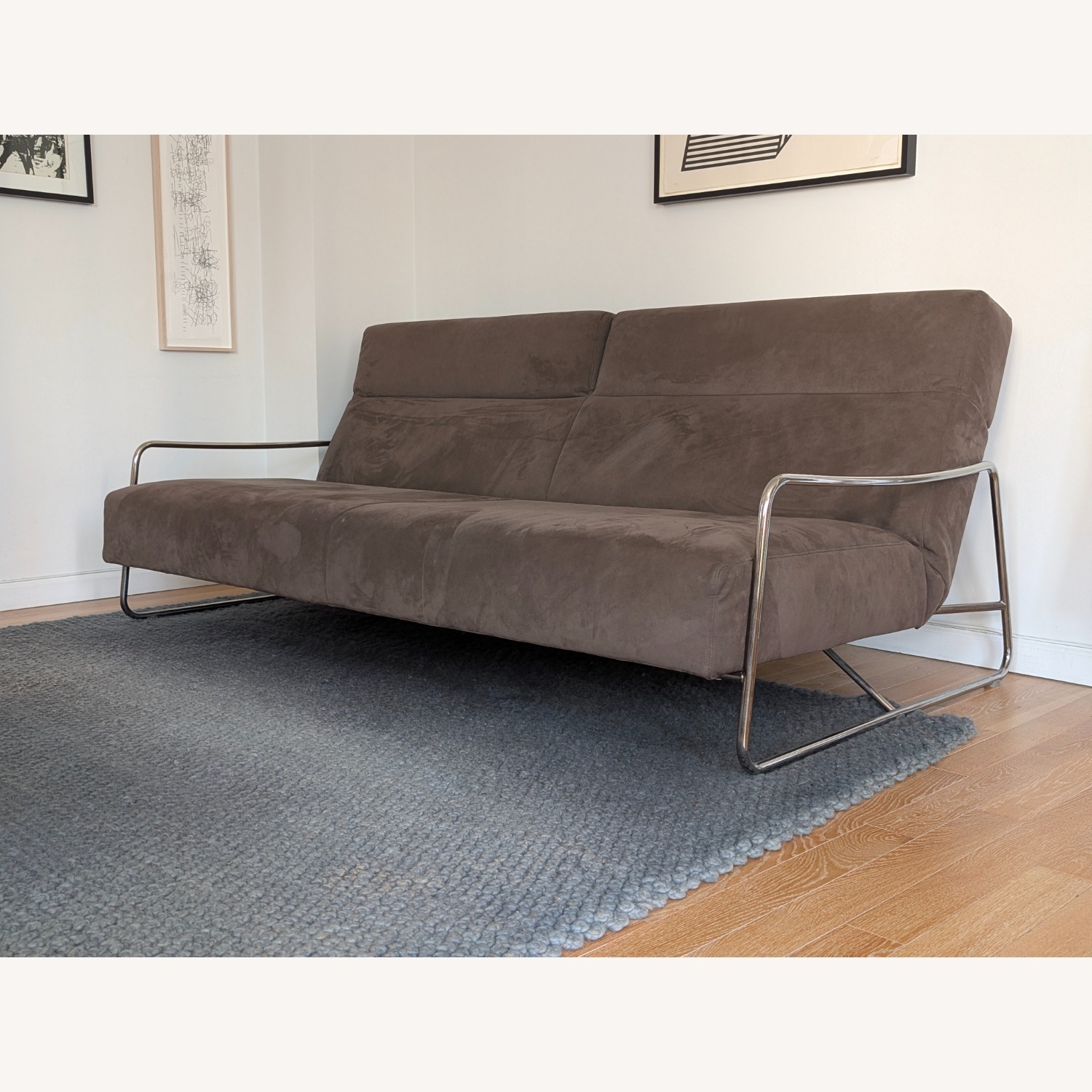 Ligne Roset JANUS Dark Brown Suede Sleeper Sofa - image-1