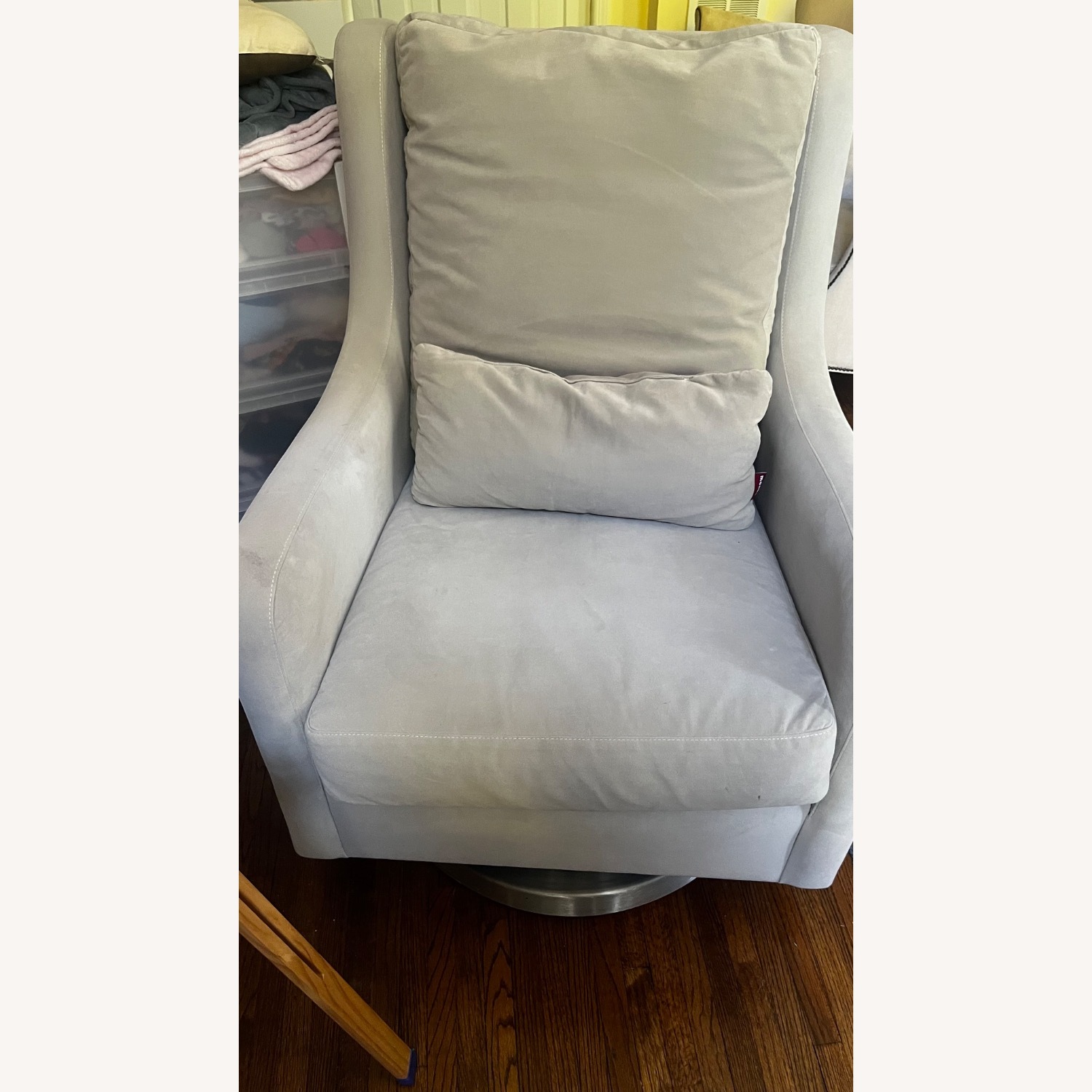 Crate & Barrel Milo Light Gray Swivel Glider  - image-1