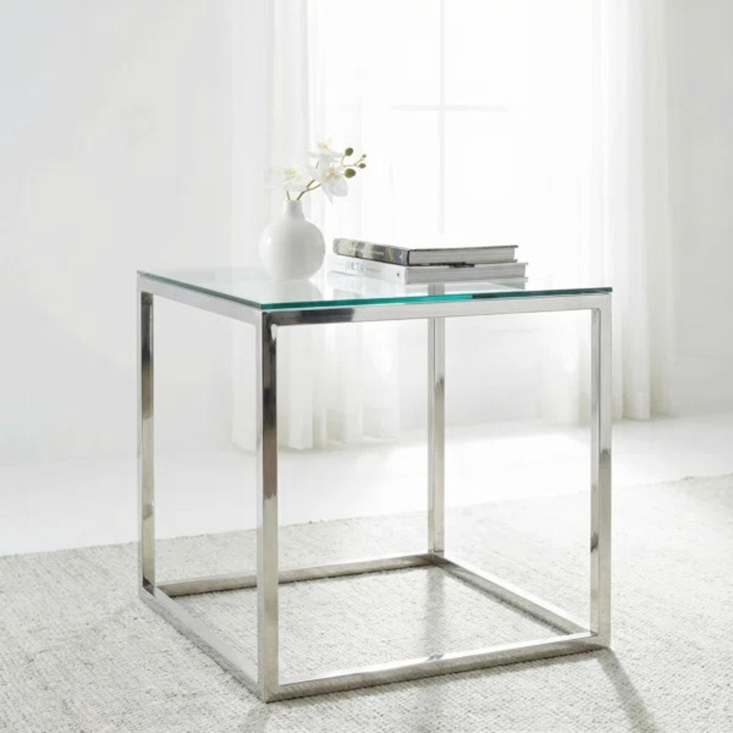 Wayfair Chrome Glass End Tables - image-4