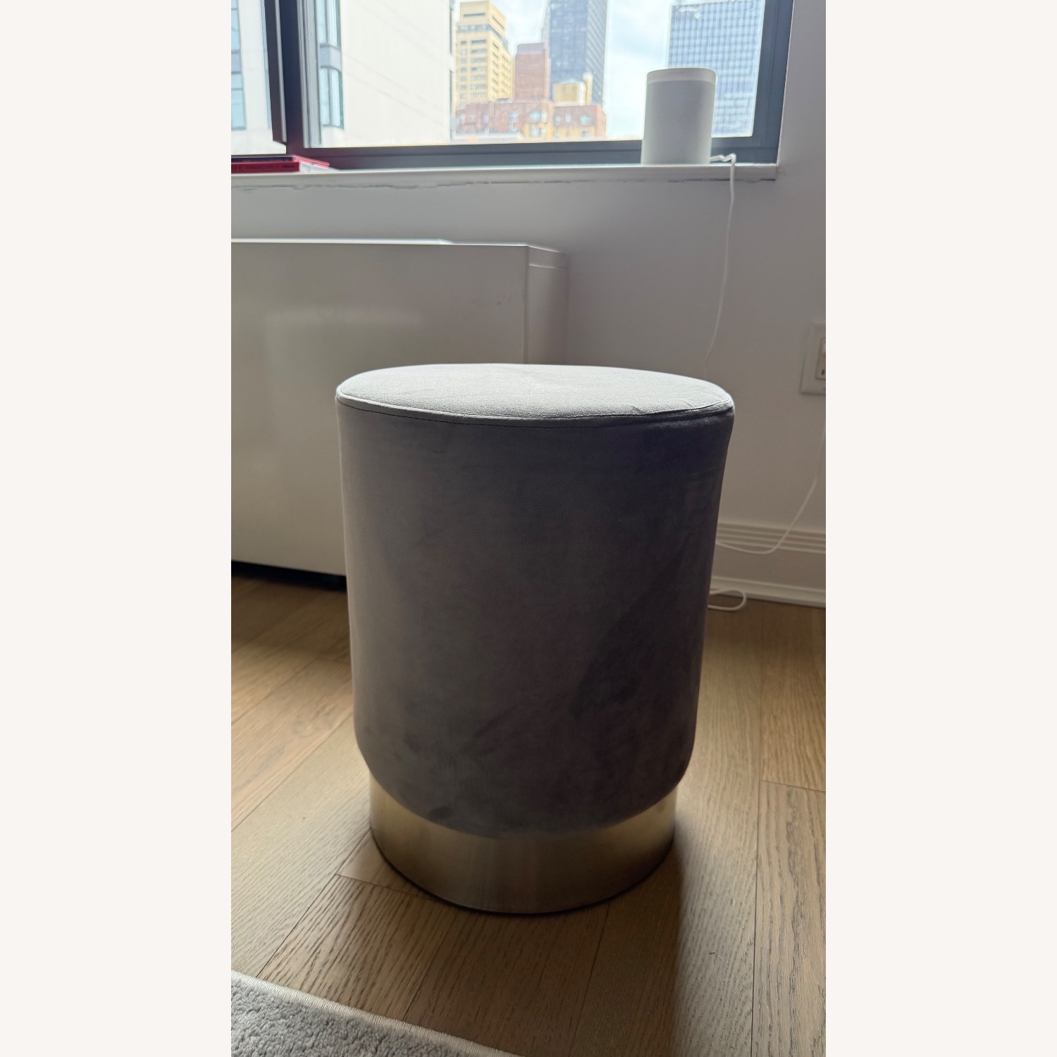 Set of 2 Grey Sitting Stools/Ottomans - image-1