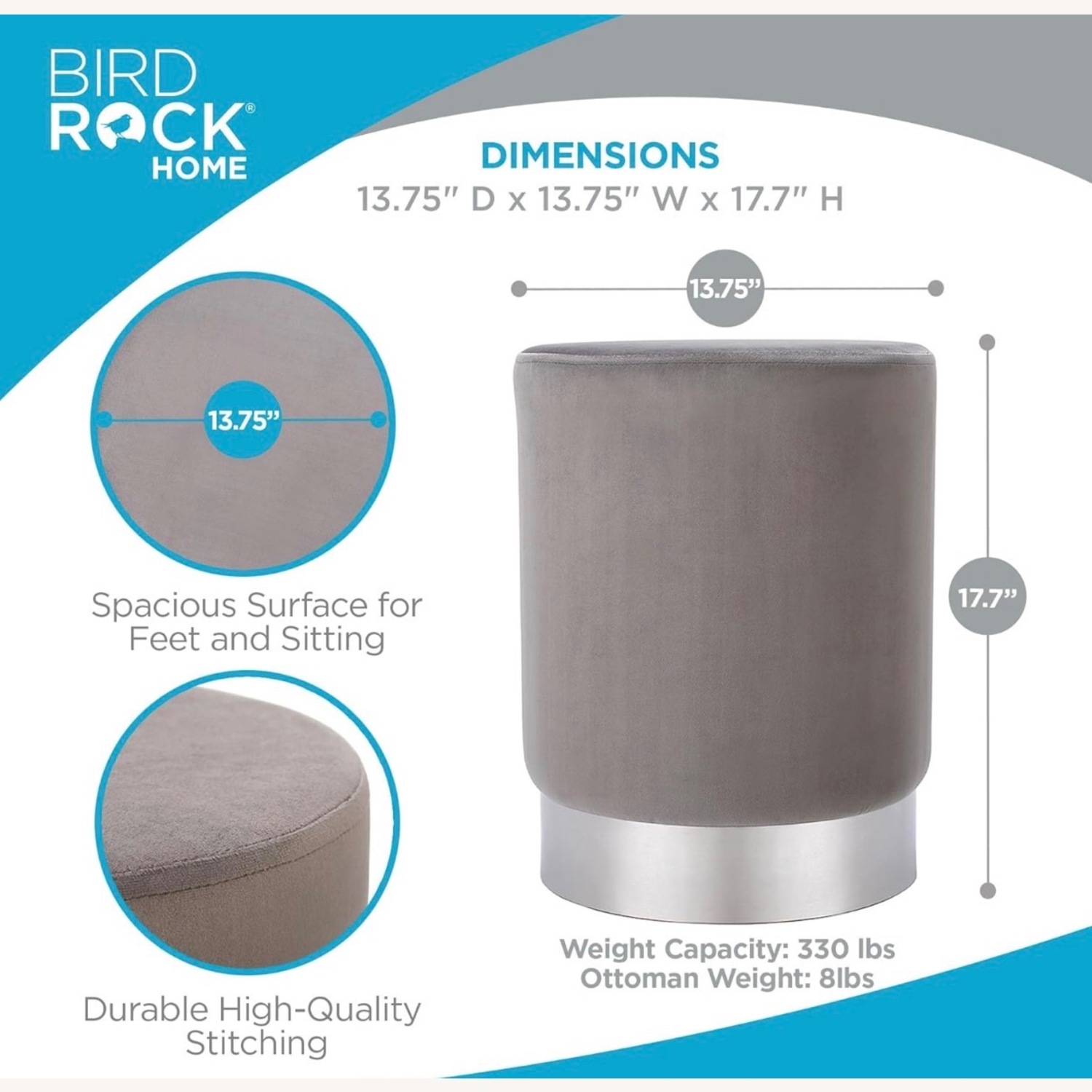 Set of 2 Grey Sitting Stools/Ottomans - image-2