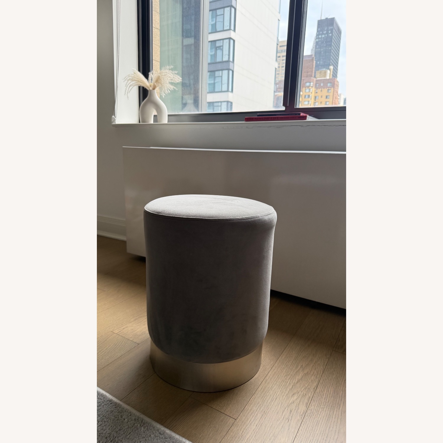 Set of 2 Grey Sitting Stools/Ottomans - image-3
