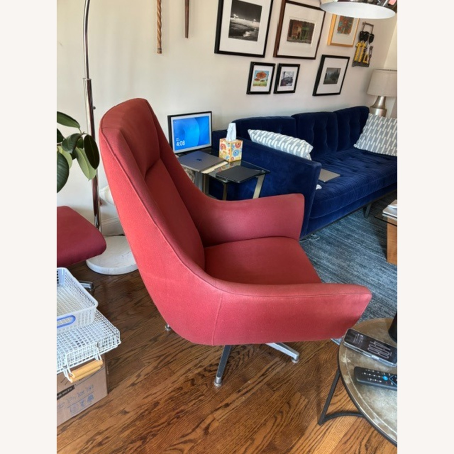 Room & Board Charles Modern Red Swivel  Arm Chair - image-2