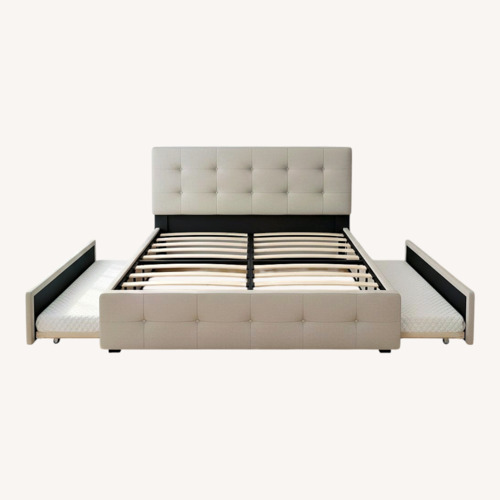 Used Wayfair Andam Natural Linen Queen Bed for sale on AptDeco